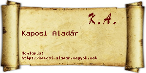 Kaposi Aladár névjegykártya